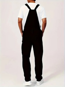 Pantalones de Mezclilla Negros para Hombre, Estilo Casual, Cintura Alta, Corte Regular, Color Sólido, de Algodón para Primavera - Product Image 5