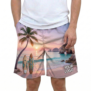 Short de bain pour homme en maille respirante légère à séchage rapide imprimé par sublimation 100% polyester, sexy, pour la plage et la natation - Product Image 1