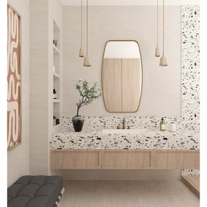 Art Deco Style Asymmetrical Home Decor Wall Hung Bathroom <b>Mirror</b> Irregular Design Aesthetic Appeal 60+in Width 3000k-6000k Light - Product Image 2