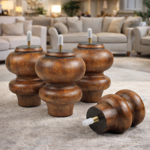 Pieds de meubles en bois massif tournés traditionnels pour canapé, table, armoire – Remplacement de pieds en bois – Fabricant OEM de meubles - Product Image 1