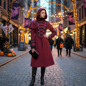 Veste de pirate vintage pour femme, style steampunk gothique, manteau long à capuche, style victorien, hiver - Product Image 5