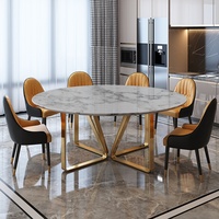 Meubles de luxe, design moderne, table à manger ronde en marbre naturel pour salle à manger, meubles de restaurant et de café, table à manger