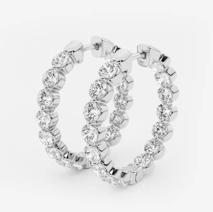 <b>Hoops</b> Earrings Diamond Earrings Gold and <b>Silver</b> Earrings Natural and Lab Grown Diamonds Earrings <b>Hoops</b> Fine Jewelry for Women - Product Image 2