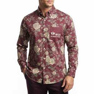 Chemise décontractée à manches longues pour homme WIZE INTERNATIONAL, imprimé floral, col boutonné, manches longues, style printemps - Product Image 1
