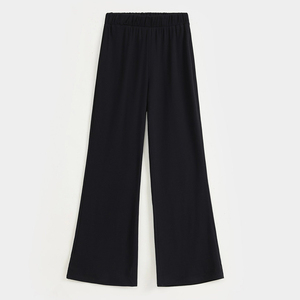 Women High Waist Wide Leg <b>Pants</b> Solid Black Cotton Full Length Casual Loose Fit Button Fly Spring Style - Product Image 5