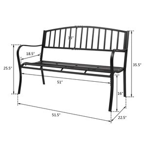 Spedizione Gratuita: Panca da Esterno 51 Pollici con Struttura in Ferro, Stile Vintage, per Patio, Parco, Giardino, Portico, con Finitura Nera, per Arredamento Hotel e Cortile - Product Image 6