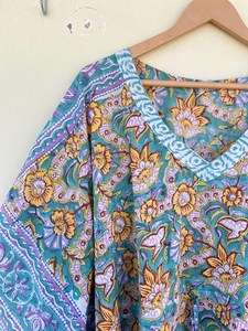 Bata Kimono con Estampado de Dibujos Animados para Mujer, 100% Algodón, Camisón de Verano Hecho a Mano, Cuello en V, Cintura Elástica, Largo hasta la Rodilla - Product Image 5