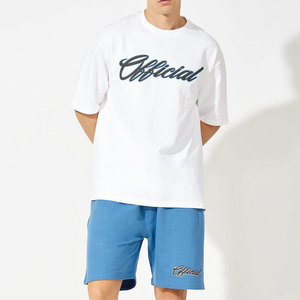 Econex Sports Men's Casual Summer Two-Piece <b>Set</b> Color Blocking Shorts Shirt Cotton Blend <b>Knitted</b> Fabric 320g Seamless Quick Dry - Product Image 2