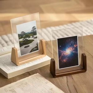 Luxury Walnut Wood <b>Photo</b> <b>Frame</b> <b>Double</b> <b>Sided</b> Clear Acrylic Picture Display Solid Wood Base Portrait Stand <b>Photo</b> <b>Frame</b> wall decor - Product Image 6