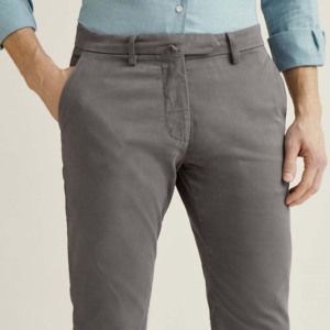 Men's Gray Straight Fit Polyester Spandex <b>Trousers</b> Mid Waist Button Fly Flat Front Smart Casual Breathable Lightweight <b>Summer</b> - Product Image 2