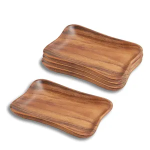 Juego de Bandejas Redondas de Madera Hechas a Mano, Estilo Moderno y Minimalista, con Soporte, Ecológicas, para Cocina, Comedor, Café, Té, Aperitivos, Hogar - Product Image 1