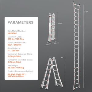 Scala Telescopica Compatta in Alluminio da 20,5 Piedi, Multifunzione, Portatile e Pieghevole per Uso Domestico e Camper - Product Image 4