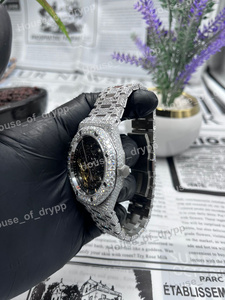 Reloj de Pulsera Mecánico de Lujo Unisex con Esfera de Esqueleto, Acero Inoxidable, Diamantes de Moissanita, Estilo Hip Hop, Regalo - Product Image 4