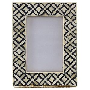 High-Grade Indian Bone Inlay Decorative Photo Display <b>Frame</b> <b>Grey</b> White Block Pattern Polished Vertical Home Decoration - Product Image 1