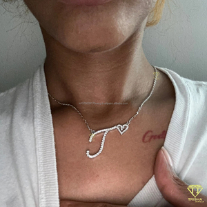 Luxury " S " <b>Letter</b> Pendant Necklace Heart Design Diamond Chain Jewelry For Women - Product Image 4