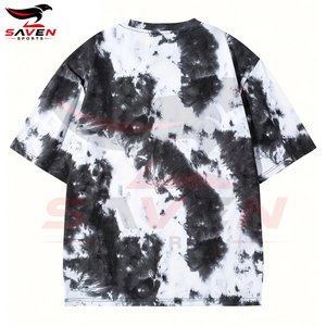 100% Cotton <b>Men's</b> T-Shirts <b>Tie</b>-Dye Gradient Short Sleeve T-Shirt <b>Black</b> & White Casual Crew Neck , Loose Fit Oversized Tees - Product Image 4