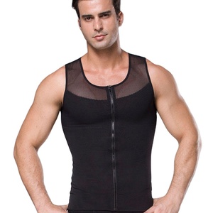 Gilet sculptant respirant en maille pour homme, taille haute élastique avec fermeture éclair, grandes tailles - Product Image 1