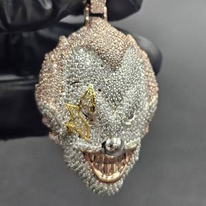 Colgante de Cara de Payaso en Plata 925 con Diamante Moissanita Chapado en Oro, Joyería Fina Hip Hop, Colgantes y Dijes - Product Image 4