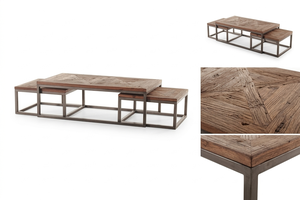 Juego de Mesa de Centro de Madera de Teca Sólida y Duradera Piore, Estilo Escandinavo Moderno, Acabado Natural Ecológico, Mesa Nido para Sala de Estar - Product Image 5