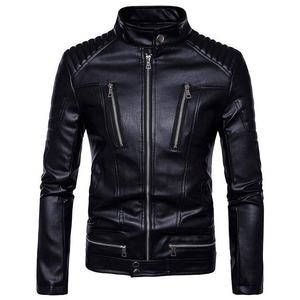 Dernières tendances en matière de vestes en cuir pour hommes, vestes en cuir décontractées pour hommes, col montant, fermeture éclair, manches longues, différentes couleurs, prix bas - Product Image 4
