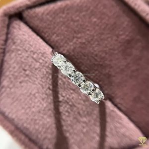 Round Cut Moissanite Five Stone Vintage Style IGI Certified Wedding Band <b>Ring</b> in 925 Sterling Silver Anniversary <b>Ring</b> for Women - Product Image 5