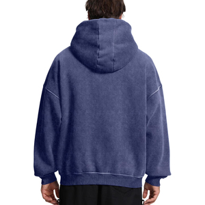 Sudadera con capucha y cremallera para hombre, hecha a medida, de gran tamaño, azul sólido, informal, de manga larga con bolsillos, estilo urbano, varios colores. - Product Image 2