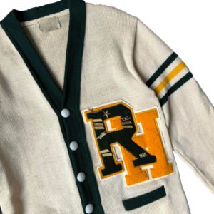 Customized whool Knitted Varsity sweater <b>Cardigan</b> full Sleeve With Chenille patch for school Club Sorortiy and Frantarnity Greek - Product Image 3