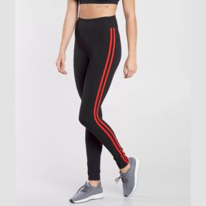 Legging de sport tricoté pour femme, taille haute, à rayures latérales, respirant, effet ventre plat, pour yoga, gym, course et entraînement - Product Image 3