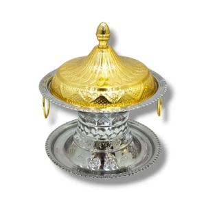 Handmade Arabic Style Brass Date Bowl With Gold And Silver Khajoor <b>Pot</b> For Ramadan Decor And Wedding Luxury Serving Use - Product Image 5