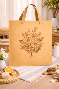 Eco Friendly Jute Jhola Bag Floral Print Natural Tote Reusable Shopping Bag Custom Logo Grocery Carry Beach Tote Wedding Suit - Product Image 4