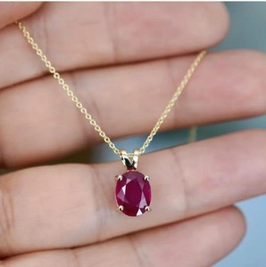 จี้สร้อยคอทับทิมธรรมชาติ เงินแท้ 925 ชุบทอง 14K สีแดงอ่อน ประดับเพชรเม็ดเล็กๆ ของขวัญวันครบรอบเรียบง่ายสำหรับผู้หญิง เดือนกรกฎาคม - Product Image 3