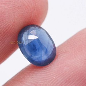 Saphir bleu naturel taille ovale 7x6mm, pierre précieuse en vrac |   Pierre de saphir bleu facetté pour la création de bijoux et la monture de bagues - Product Image 2