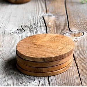 ชุดจานรองแก้วไม้ธรรมชาติทรงกลม ทำด้วยมือ สำหรับชาและกาแฟ - Product Image 6