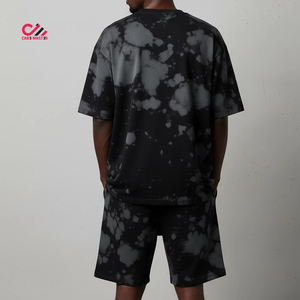 เสื้อยืดโอเวอร์ไซส์แบบย้อมสีเอซิดวอช คัสตอม 2 ตัว ชุดเซ็ต 2 ชิ้นสำหรับผู้ชาย แขนสั้น ผ้าคอตตอน 100% หนักปานกลาง ทรงหลวม สไตล์สตรีทแวร์ พิมพ์ลาย - Product Image 2