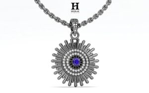 Pendentif de luxe au design rayon de soleil, collier en or 14K/18K avec diamants de laboratoire/naturels, fournisseur de bijoux en gros - Product Image 5