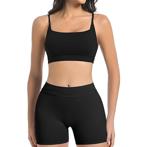Conjunto de Top Deportivo y Shorts de Yoga para Mujer, Material Ligero de Primera Calidad, Diseño Cómodo y Elástico para Actividades Deportivas - Product Image 1