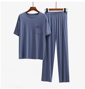 <b>Mens</b> Checked <b>Pajama</b> <b>Set</b> Soft Cotton Blend Nightwear Two Piece Sleep Clothing Comfortable Lounge Wear Relaxed Home Outfit - Product Image 3