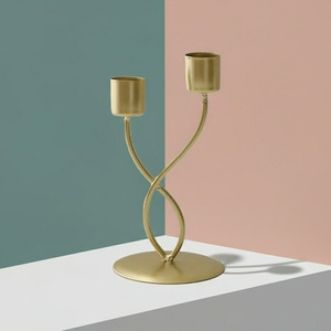 Modern Style Gold 3 Light Candelabra Elegant Twisted Metal Taper <b>Candlestick</b> <b>Holder</b> For Dining Table Weddings & Home Decor - Product Image 2