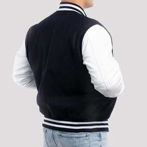 varsity <b>jacket</b> with contrast leather sleeves and wool body <b>baseball</b> <b>bomber</b> <b>jacket</b> casual streetwear outerwear winter <b>jacket</b> - Product Image 4