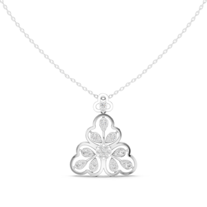 Pendentif en diamant rond brillant cultivé en laboratoire plaqué rhodium 14 carats, cadeau de la Saint-Valentin pour femme, élégant, floral, luxueux, géométrique - Product Image 2