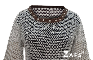 Camisa de Cota de Malla Medieval Hecha a Mano con Ribete de Cuero, Armadura de Media Manga de Aluminio para Cosplay y Recreación Histórica - Product Image 5