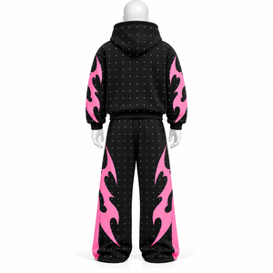 Conjunto Deportivo de Invierno para Hombre de Alta Calidad con Diseño de Llamas Personalizado, 100% Algodón Transpirable, en Venta - Product Image 5