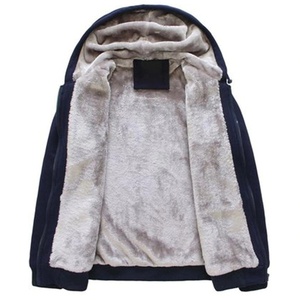 Chándal de invierno con capucha de piel para hombre, pantalones de chándal con cordón, cremallera frontal completa, grueso, ajustado - Product Image 3