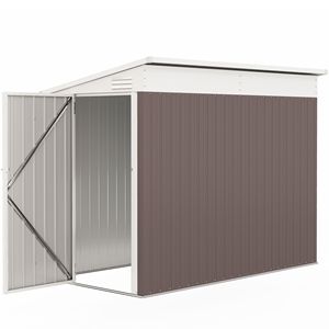 Casetta da Giardino 4FT X 7.7FT in Metallo con Tetto Inclinato, Ripostiglio Attrezzi da Esterno con Porta Lucchettabile e Prese d'Aria, in Lega Durevole e Plastica per Cortile e Patio - Product Image 1
