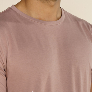 เสื้อยืดคอกลมแขนสั้นผู้ชาย สีชมพู ทรงปกติ ผ้าฝ้ายเจอร์ซีย์ สีพื้น เรียบง่าย สวมใส่สบาย - Product Image 6