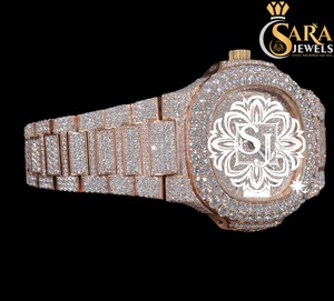 Relojes mecánicos de diamante cultivado en laboratorio blanco y morado de joyería fina bajo demanda disponibles a precio de fábrica - Product Image 4