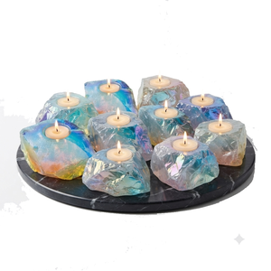 Portavelas de Piedra Natural Tallada a Mano de Opalita, Ágata y Piedras Preciosas para Sanación - Venta al por Mayor - Product Image 6