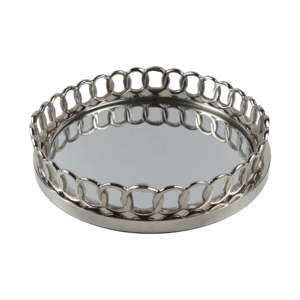 Plateau élégant et arrondi pour la présentation de bijoux, plateau à bibelots avec miroir en verre pour la décoration de la maison, plateau à maquillage - Product Image 6