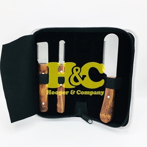 <b>Pet</b> Grooming Comb and <b>Pet</b> Stripping <b>Brush</b> Set Stainless Steel Safety Blunt-Sharp Blade Tip Wooden Handle Logo Offer - Product Image 3