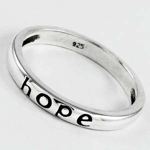 แหวนเงินแท้ 925 ดีไซน์เก๋ ราคาส่ง งานแฮนด์เมดลาย Hope แหวนเงินเรียบง่าย สไตล์โบฮีเมียน - Product Image 1